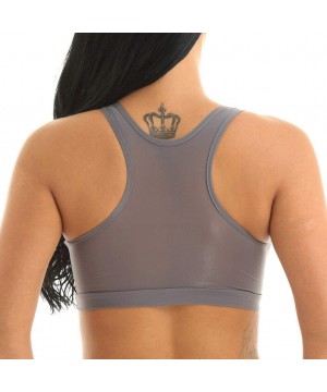 Bras Women Seamless Underwear Mesh See-Through Bra Stretch Workout Crop Vest - Gray - CJ18YK33CG6