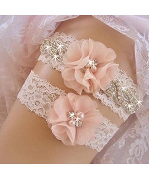 Garters & Garter Belts Wedding Bridal Garters White Flower Garter Lace Set of 2 - Pink 2 - C318YTKIYTX