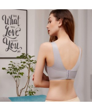 Bras Adjustable Bra Big Size Thin Bra Full Cup Underwear Without Steel Ring Anti-Sagging Big Breasts Soft Breath 36-50 - Gray...