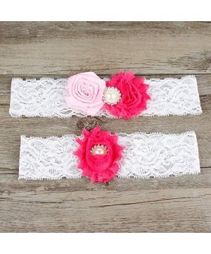 Garters & Garter Belts Wedding Bridal Garters White Flower Garter Lace Set of 2 - Pink 2 - C318YTKIYTX