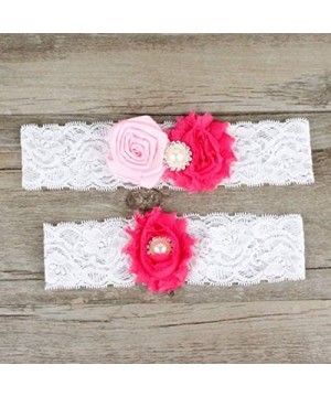 Garters & Garter Belts Wedding Bridal Garters White Flower Garter Lace Set of 2 - Pink 2 - C318YTKIYTX