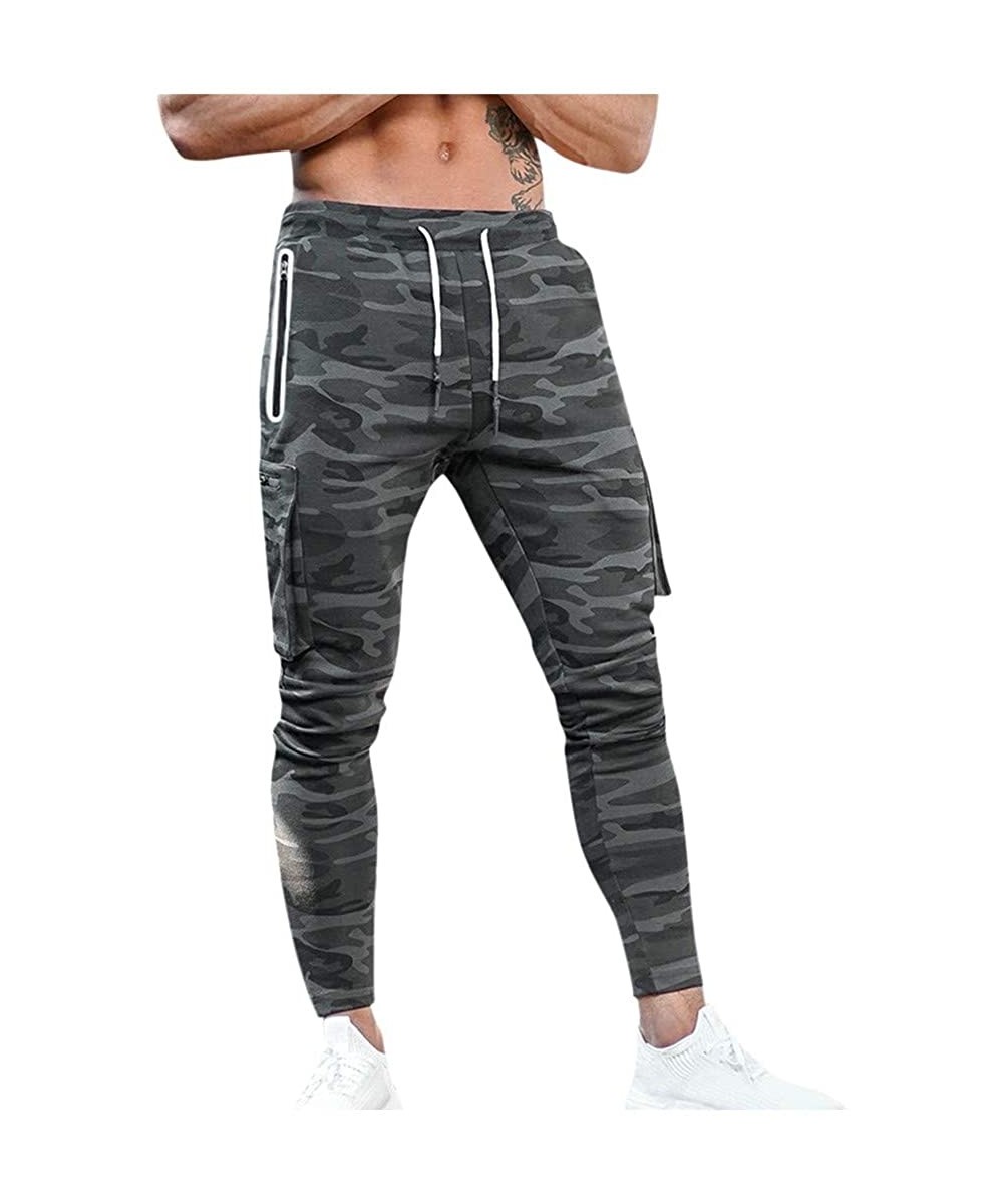 Thermal Underwear Mens Skinny Sports Joggers Stretch Athletics Pocket Pants Tapered Leg Sweatpants Trousers Slacks with Zippe...