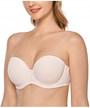 Bras Women's Underwire Contour Multiway Full Coverage Strapless Bra Plus Size - Rose White - C7194MW8SWS