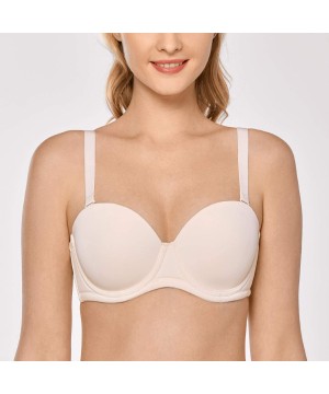 Bras Women's Underwire Contour Multiway Full Coverage Strapless Bra Plus Size - Rose White - C7194MW8SWS