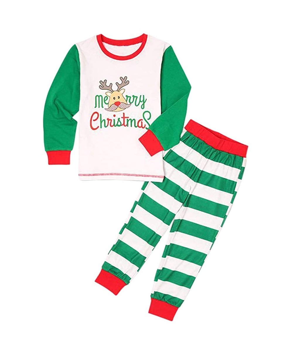 Sets Family Matching Christmas Pajamas Set Deer Print Tops and Red Striped Pants Sleepwear for Family - Green - CY18I8AMHC3