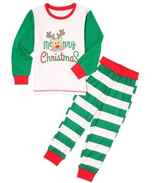 Sets Family Matching Christmas Pajamas Set Deer Print Tops and Red Striped Pants Sleepwear for Family - Green - CY18I8AMHC3