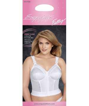 Bras Plus Size Fully Women's Front Close Longline Posture Bra 5107530 - White - CB111F1RZFD