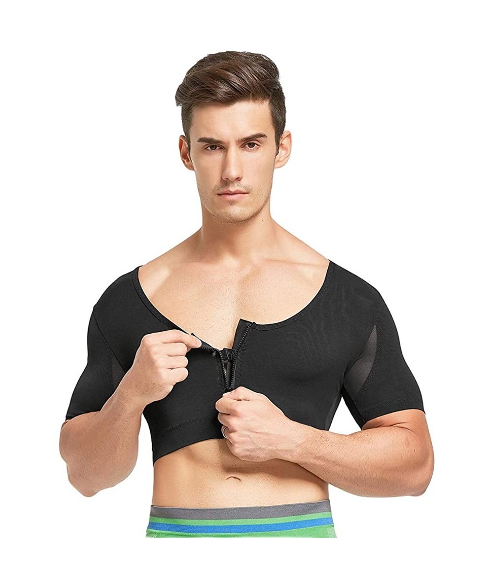 Shapewear Mens Slimming Body Shaper Corset Compression Shirts Weight Loss Hide Gynecomastia Shapewear - Mt190176-black - CO19...