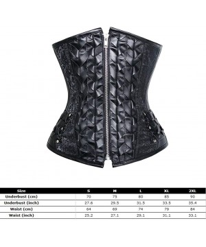 Bustiers & Corsets Women Sexy Steampunk Bustier Steel Boned PU Leather Corset Underbust Waist Trainer - Black - CQ18TLX0EXC