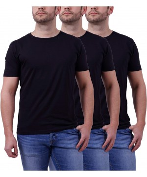 Undershirts Crew Neck T-Shirts for Men/Mens Undershirts/Casual Tshirts for Mens/Heavy 5.6 oz White and Black 3 Pack - Black -...