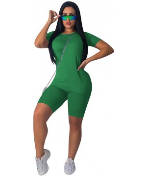 Sets Two Piece Outfits for Women Shorts - Summer Printed T Shirts and Shorts Athletic Tracksuits Set - 5-green - CH19CLWXKTX