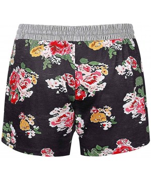 Bottoms Shorts for Women Casual Summer Floral Print Elastic Waist Soft Lounge Shorts Casual Pajama Shorts with Pockets Red - ...