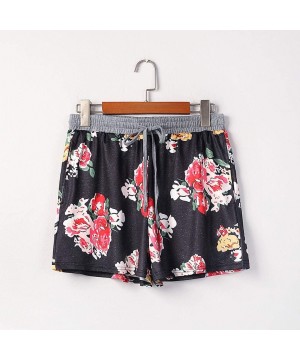 Bottoms Shorts for Women Casual Summer Floral Print Elastic Waist Soft Lounge Shorts Casual Pajama Shorts with Pockets Red - ...