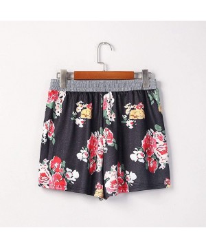 Bottoms Shorts for Women Casual Summer Floral Print Elastic Waist Soft Lounge Shorts Casual Pajama Shorts with Pockets Red - ...