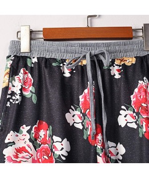 Bottoms Shorts for Women Casual Summer Floral Print Elastic Waist Soft Lounge Shorts Casual Pajama Shorts with Pockets Red - ...