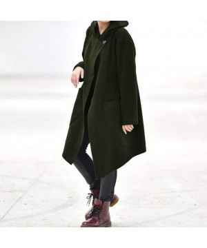 Thermal Underwear Women's Coats Plus Size Warm Zipper Open Hoodies Sweatshirt Long Jacket Tops Outwear - Z Army Green - CK192...