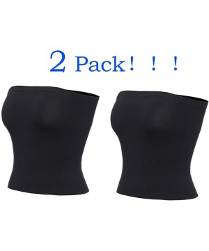 Camisoles & Tanks Women's Strapless Crop Tops Sexy Tube Top Stretchy Medium Length Bandeau Top - Black - 2 Pack - CN18SZ8DEXG