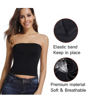 Camisoles & Tanks Women's Strapless Crop Tops Sexy Tube Top Stretchy Medium Length Bandeau Top - Black - 2 Pack - CN18SZ8DEXG