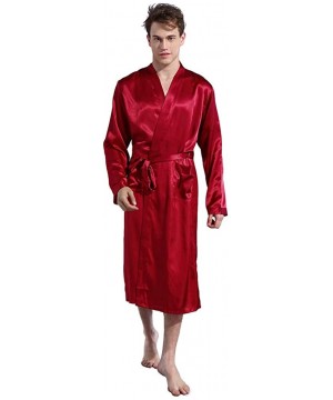 Robes Thin Robe for Men-Tigivemen Terry Cloth Kimono Bathrobe-Silk Lightweight Soft Long Sleeves House Coat Pajama Set - Red ...