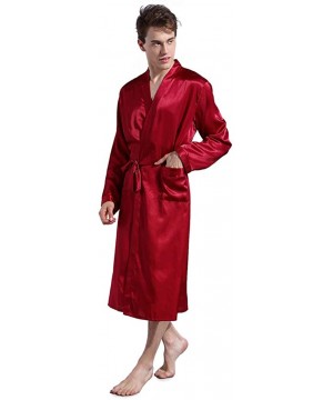 Robes Thin Robe for Men-Tigivemen Terry Cloth Kimono Bathrobe-Silk Lightweight Soft Long Sleeves House Coat Pajama Set - Red ...