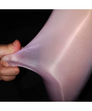 Boxers Men 8D Nylon Ultra Sheer Pantyhose Oil Shiny Glossy Nylon Stockings Silky Seamless Tights - Purple(sheath Open&silicon...