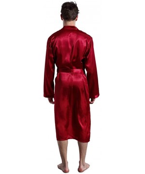 Robes Thin Robe for Men-Tigivemen Terry Cloth Kimono Bathrobe-Silk Lightweight Soft Long Sleeves House Coat Pajama Set - Red ...