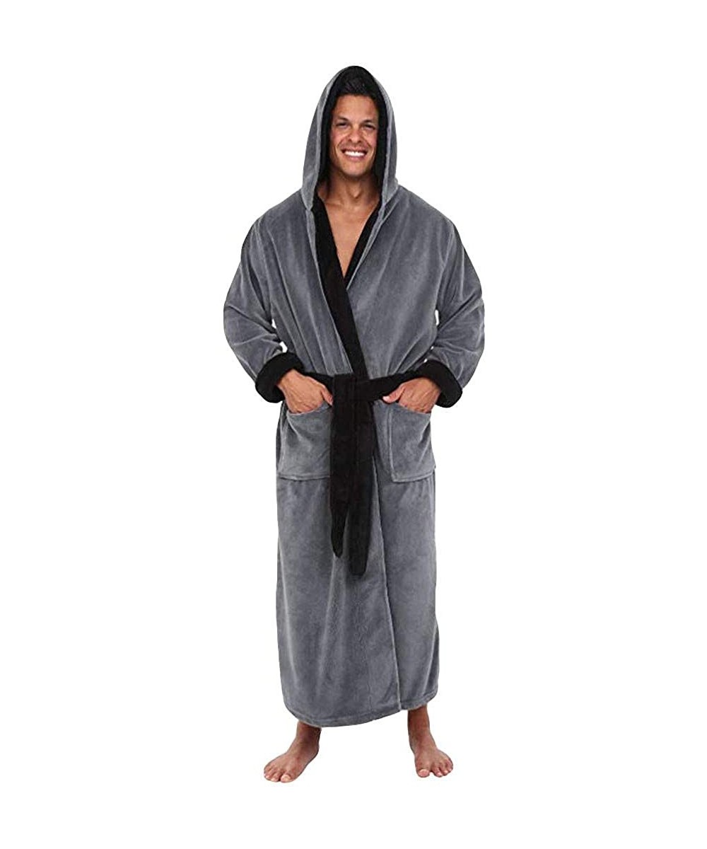 Robes Bath Robe for Unisex with Plush Cozy Fleece Robe with Hood Soft Comfy Warm Bathrobe with Double Pocket for Women Men - ...