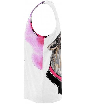 Undershirts Men's Muscle Gym Workout Training Sleeveless Tank Top Pink Forest and Bird - Multi5 - C819D0W00E5