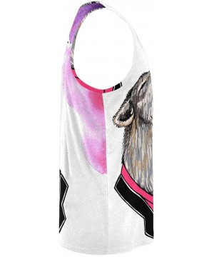 Undershirts Men's Muscle Gym Workout Training Sleeveless Tank Top Pink Forest and Bird - Multi5 - C819D0W00E5