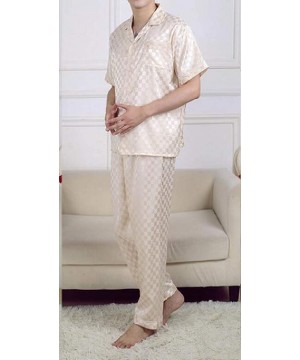 Sleep Sets Mens Lounge Loungewear Silk Comfort Summer Print Pajama Set - 9 - CX18SYOL657