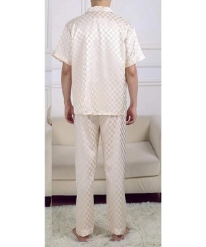 Sleep Sets Mens Lounge Loungewear Silk Comfort Summer Print Pajama Set - 9 - CX18SYOL657