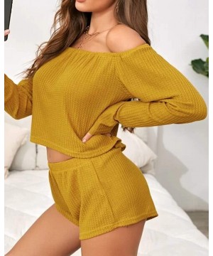 Sets Women's Shorts Pajama Set Short/Long Sleeve Loungewear Sleepwear Pj Sets Nightwear - 1442_yellow - CT19C79L57A