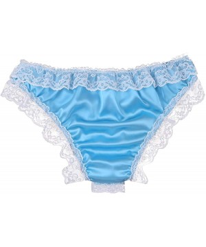 G-Strings & Thongs Men's Sissy Pouch Lingerie Satin Floral Lace Triangle Brief Hellow Out Thong Underwear - Sky Blue - C419CR...