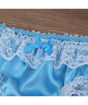 G-Strings & Thongs Men's Sissy Pouch Lingerie Satin Floral Lace Triangle Brief Hellow Out Thong Underwear - Sky Blue - C419CR...