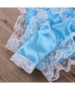 G-Strings & Thongs Men's Sissy Pouch Lingerie Satin Floral Lace Triangle Brief Hellow Out Thong Underwear - Sky Blue - C419CR...