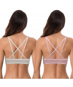 Bras Womens Push Up Add 1 and a Half Cup Underwire Halter Front Close Bras - Light Pink-ivory(2 Pack) - C11928E2K3Z