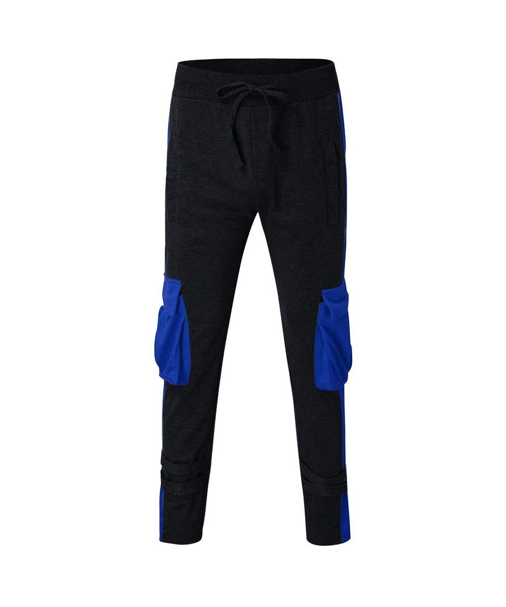 Thermal Underwear Mens Casual Joggers Color Block Running Pants Elastic Waist Sweatpants Tapered Trousers Slacks with Big Sid...