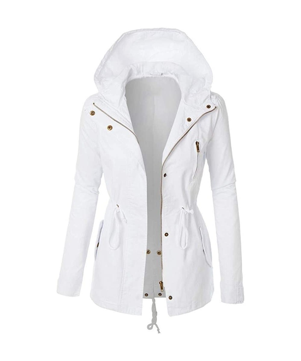 Baby Dolls & Chemises Womens Hoodie Cardigan Sweatshirt Zip-up Hooded Jacket Jumper Hoody Coat Tops - White - CZ18Z0D7RMQ