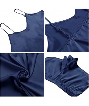 Sets Womens Sexy Satin Cami Pajamas Shorts Set Silk Sleepwear Nightwear - Navy - CQ18UQIZX0X