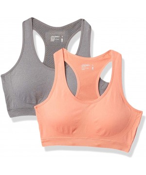 Bras Women's 2 Pack Removable Cup Seamless Bra - Apricot/Grey Melange - CS193QO6C8R