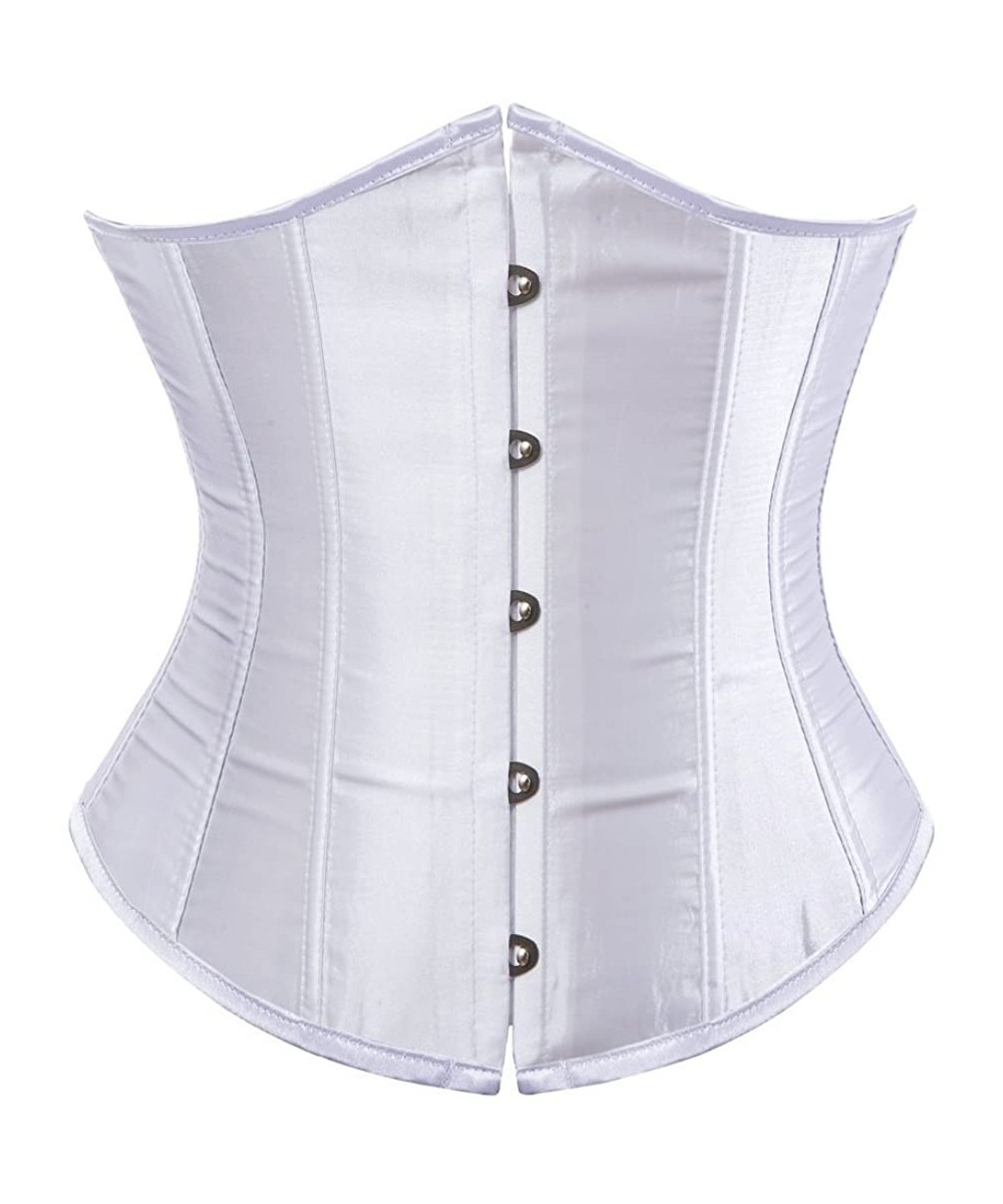 Shapewear Women's Fashion Sexy Vintage Underbust Corset Bustier Waist Cincher with G-String S-6XL - White - CH12H31DLBZ