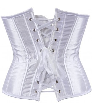 Shapewear Women's Fashion Sexy Vintage Underbust Corset Bustier Waist Cincher with G-String S-6XL - White - CH12H31DLBZ