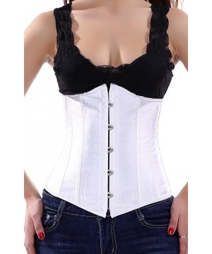 Shapewear Women's Fashion Sexy Vintage Underbust Corset Bustier Waist Cincher with G-String S-6XL - White - CH12H31DLBZ