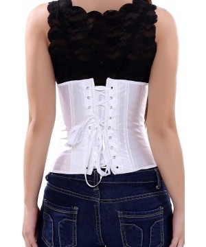 Shapewear Women's Fashion Sexy Vintage Underbust Corset Bustier Waist Cincher with G-String S-6XL - White - CH12H31DLBZ