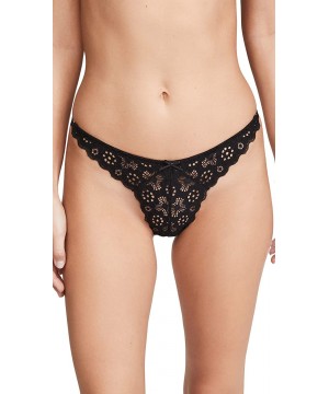 Panties Women's Crochet Lace Simple Thong - Black - C812O0N37G3