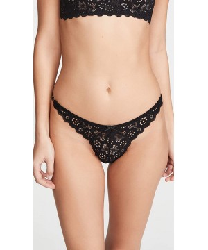 Panties Women's Crochet Lace Simple Thong - Black - C812O0N37G3