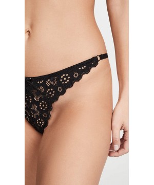 Panties Women's Crochet Lace Simple Thong - Black - C812O0N37G3