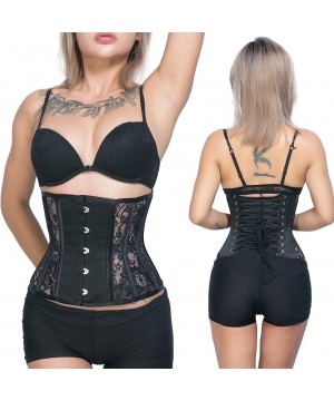 Bustiers & Corsets Women's Petite 12 Steel Boned Heavy Duty Waist Trainer Underbust Corset Short Torso Mesh Body Shaper (Lace...