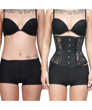 Bustiers & Corsets Women's Petite 12 Steel Boned Heavy Duty Waist Trainer Underbust Corset Short Torso Mesh Body Shaper (Lace...