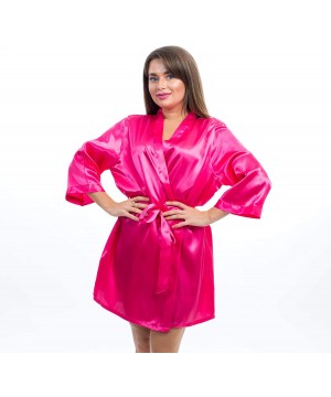 Robes Satin Robe for Bridesmaid Party with Gold Glitter - Fuxia-bridesmaid - CE190RR4T3X